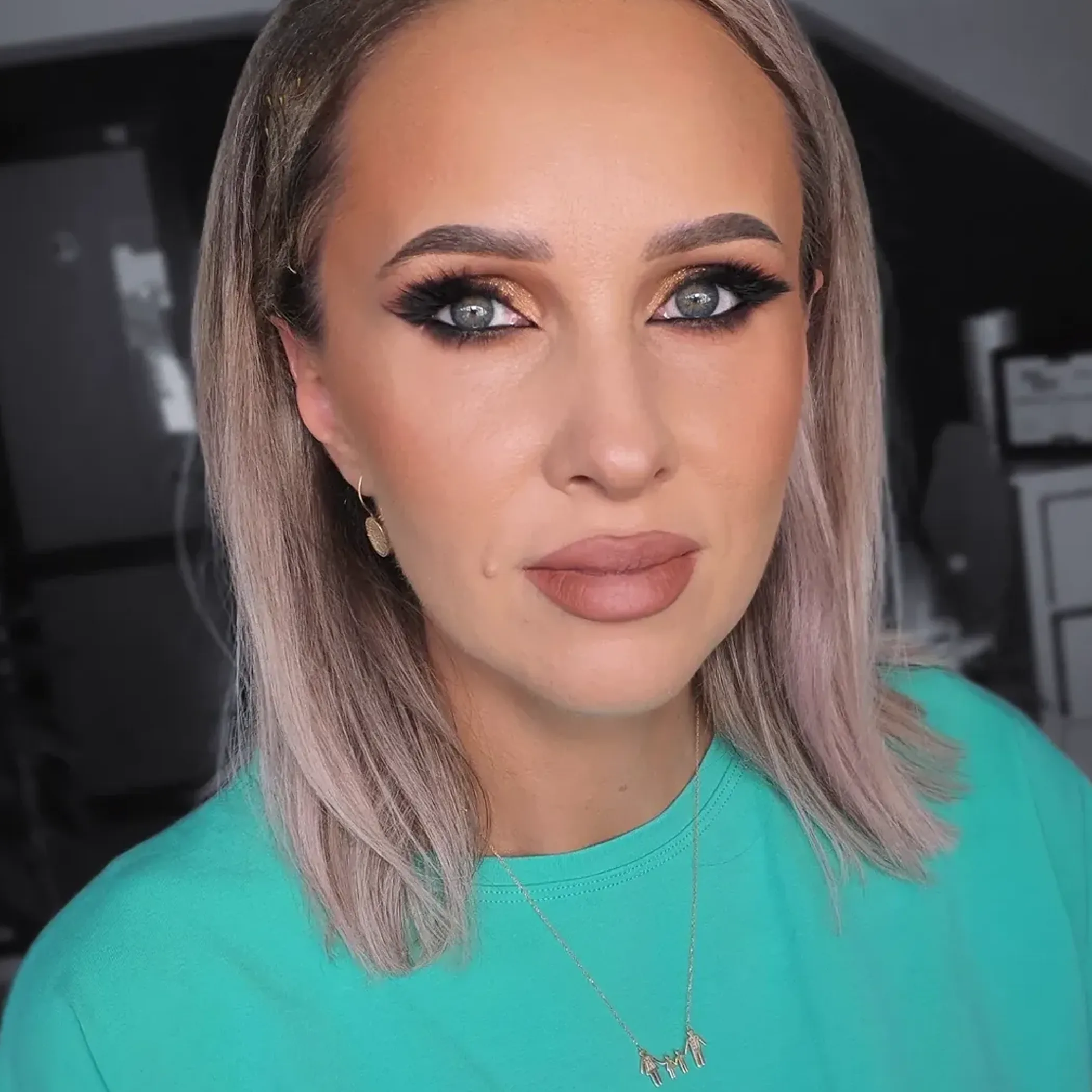 close-up of eye makeup on hooded eye